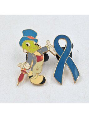 Disney Jiminy Cricket Pinocchio Blue Ribbon Enamel Fantasy Trading Pin
